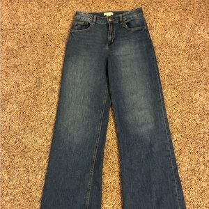H&M high rise wide leg dark rinse Women's blue Jeans size 10